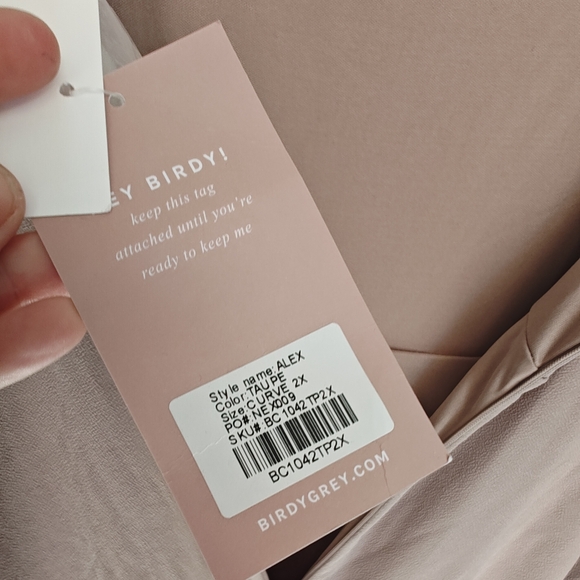 Birdie Gray Alex Convertible Dress Crepe Taupe 2X Curve Plus New Maxi Bridesmaid - Picture 14 of 14